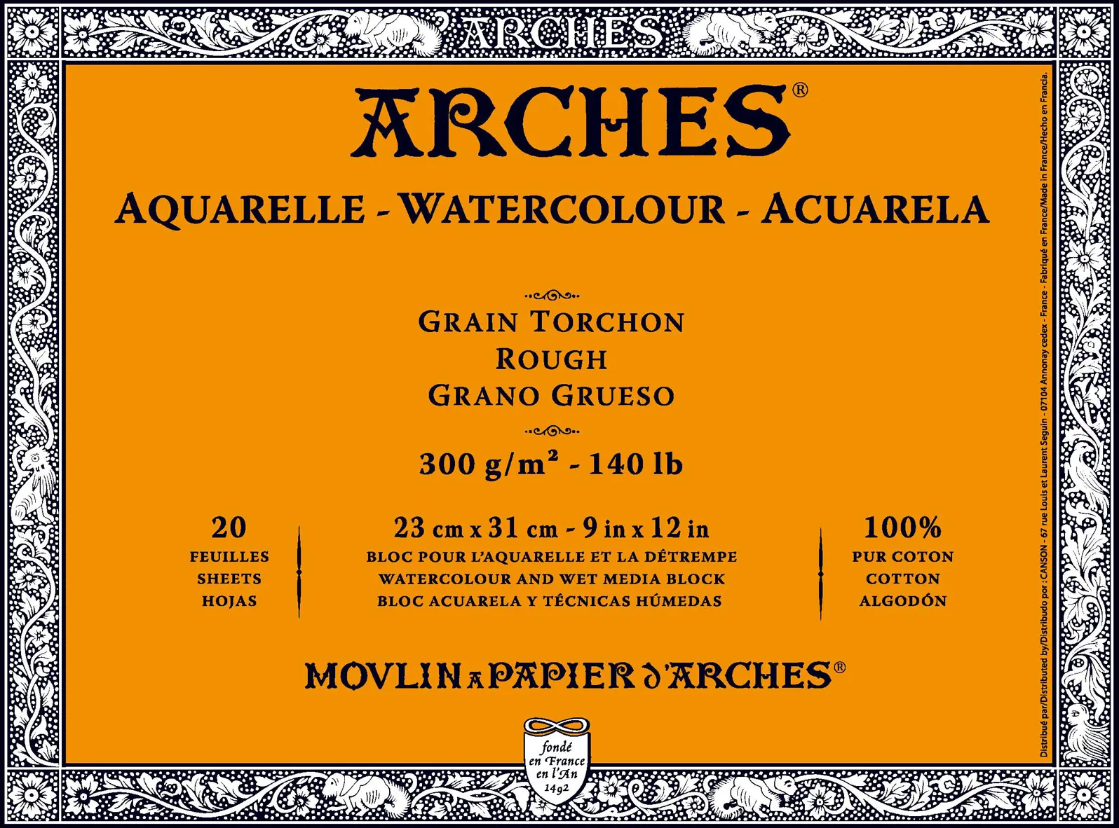 Arches Artist aquarel papierblok Grove Korrel – 20 vellen, 300 g/m2 – 23×31 cm