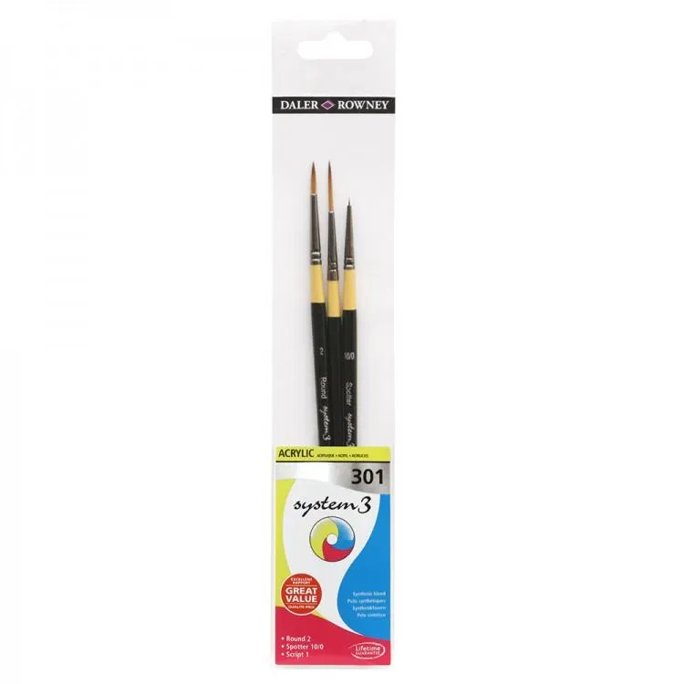 Daler-Rowney system 3 synthetische acryl penselen set serie 301