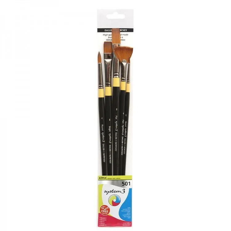 Daler-Rowney system 3 synthetische acryl penselen set serie 501