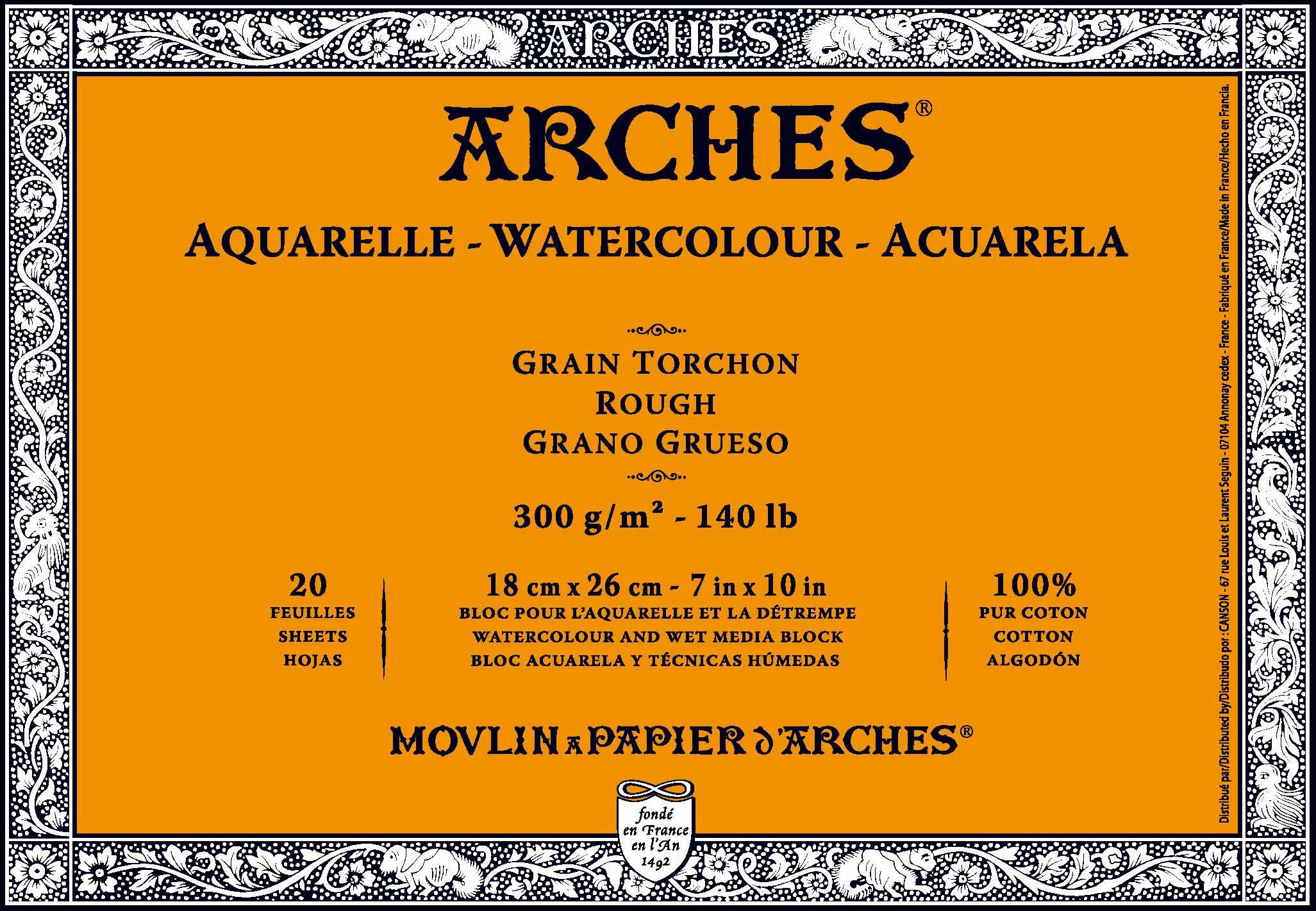 Arches Aquarel Papier Grove Korrel 300 gram 20 vellen 18×26 cm