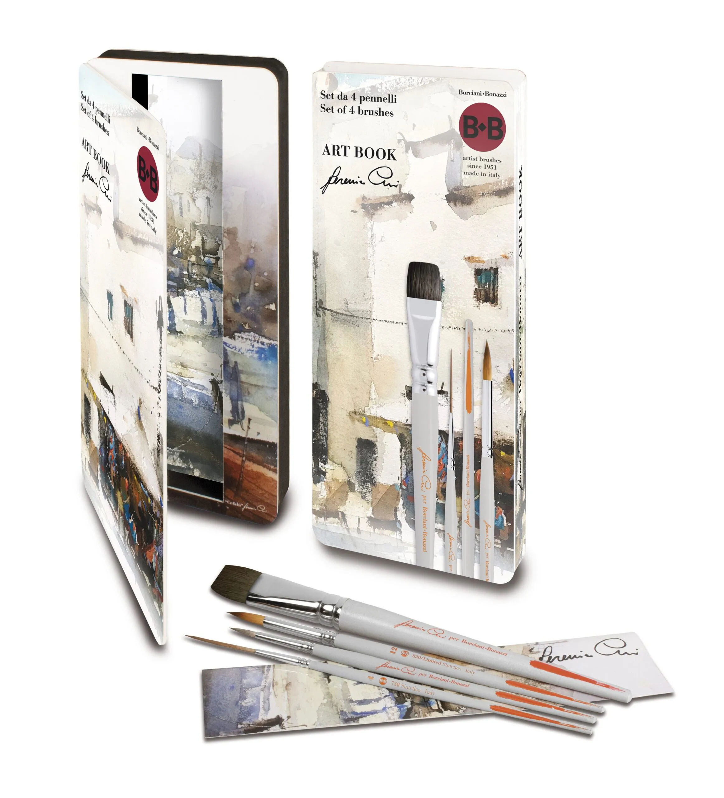 Borciani Bonazzi Art Book by Geremia Cerri Aquarel Penselen Set