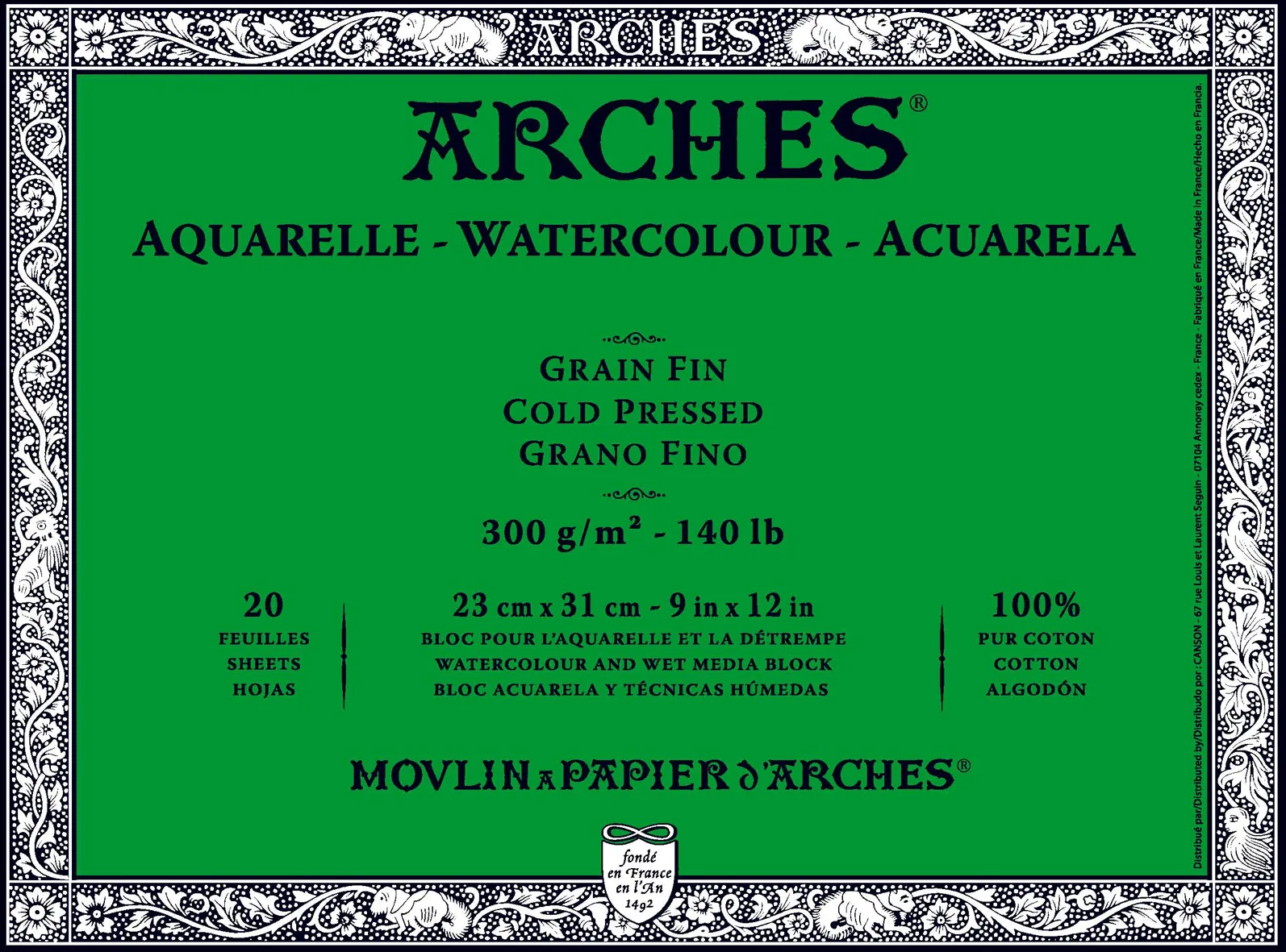 Arches Aquarel Papier Cold Pressed 300 grams 20 vellen 23×31 cm