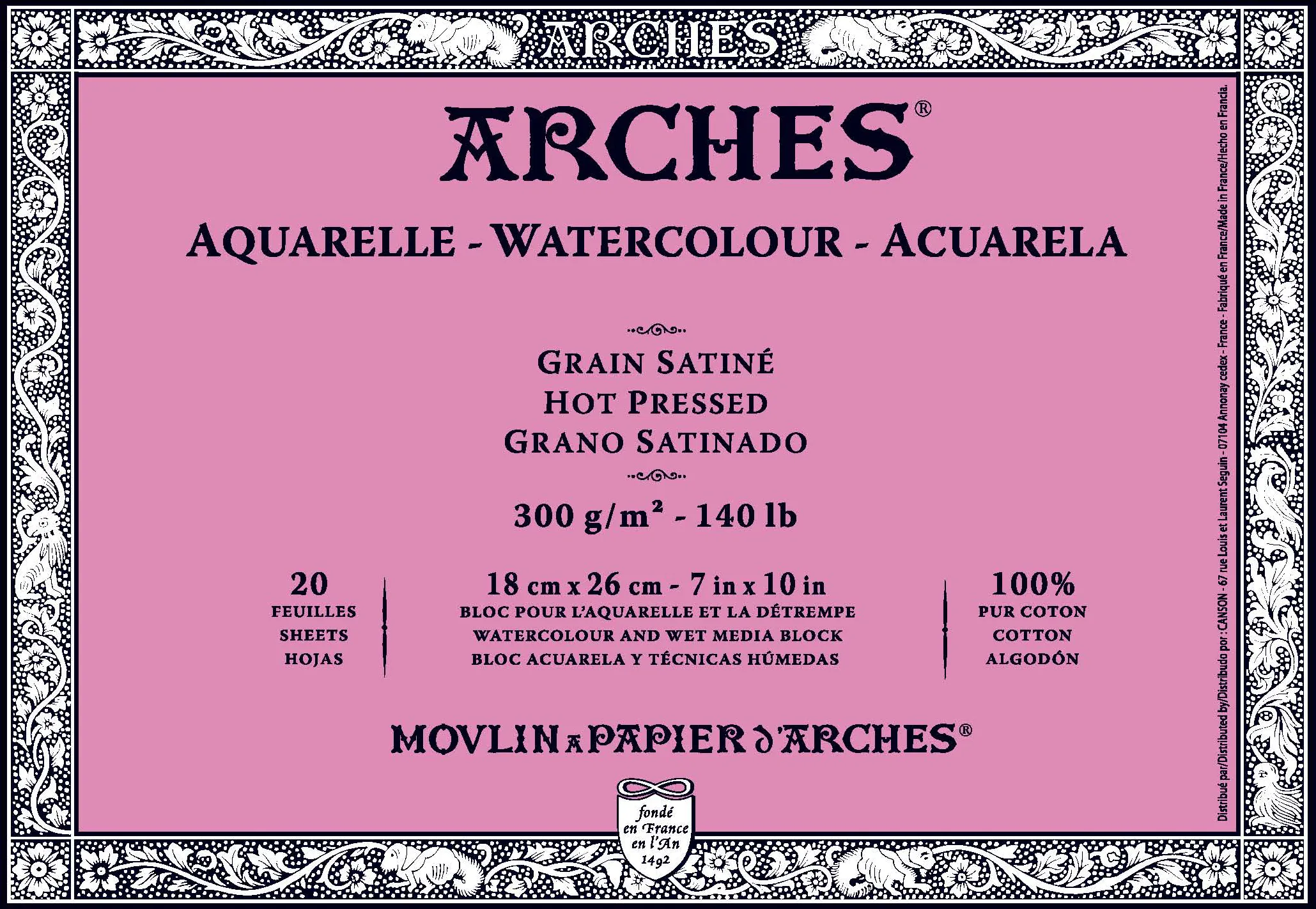 Arches Aquarel Papier Hot Pressed 300 grams 18×26 cm 20 vellen